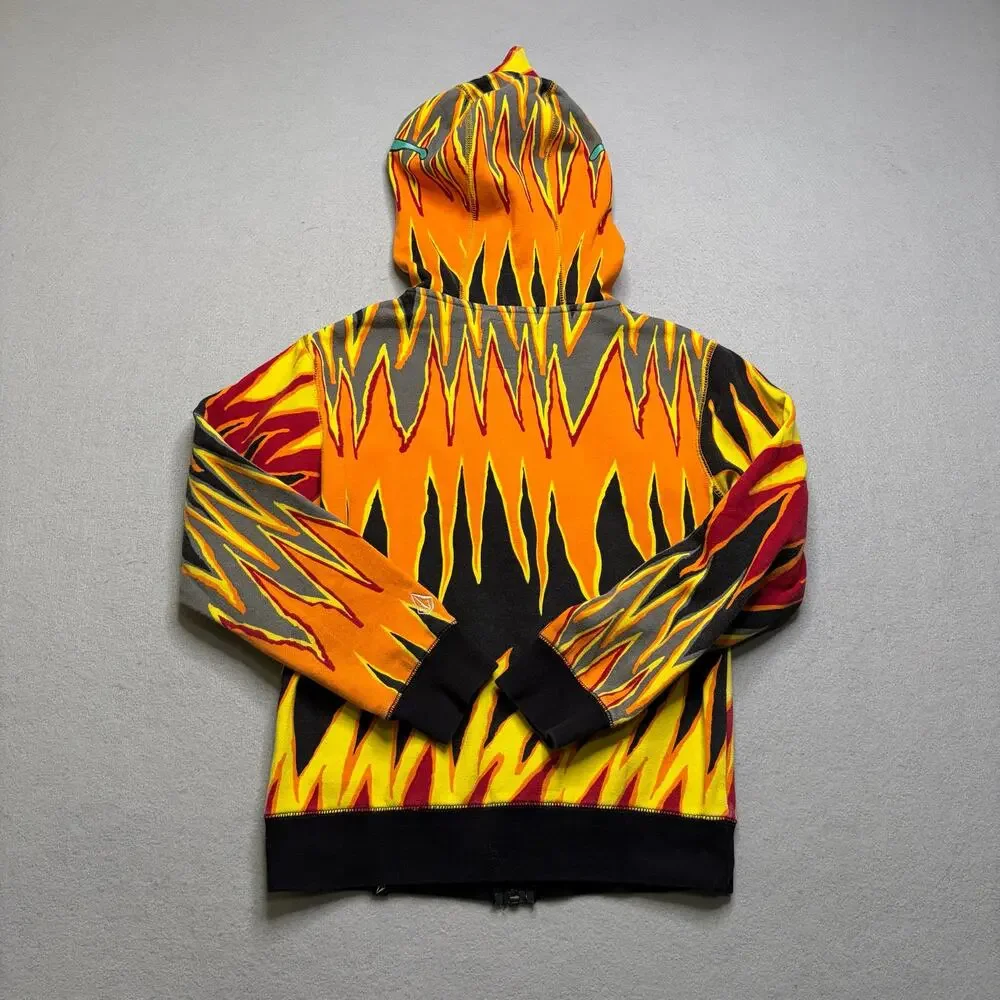 Volcom Flame Full Zip Hoodie Mask Face Surf Y2K‎ Skate Streetwear Men's XXS